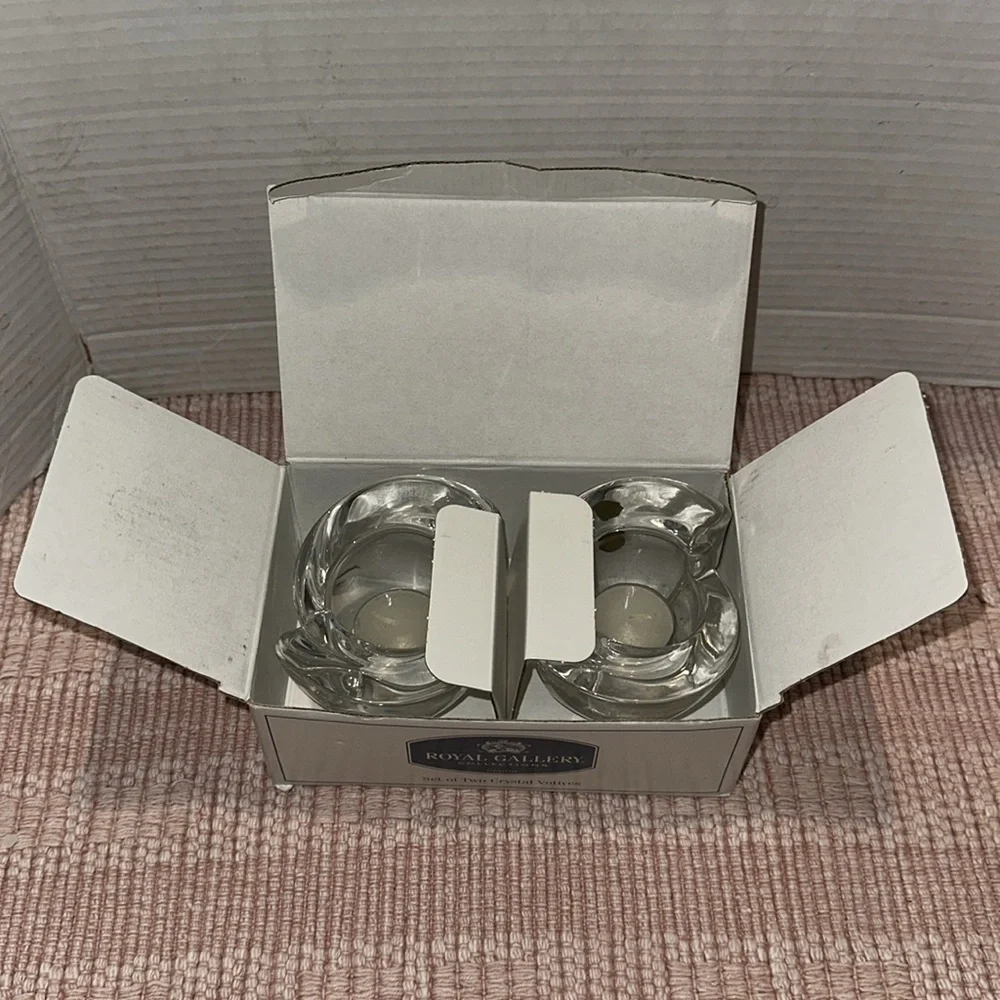 NWT Royal Gallery Collections - Pair of 2 Lead Crystal Votive Candle Holders